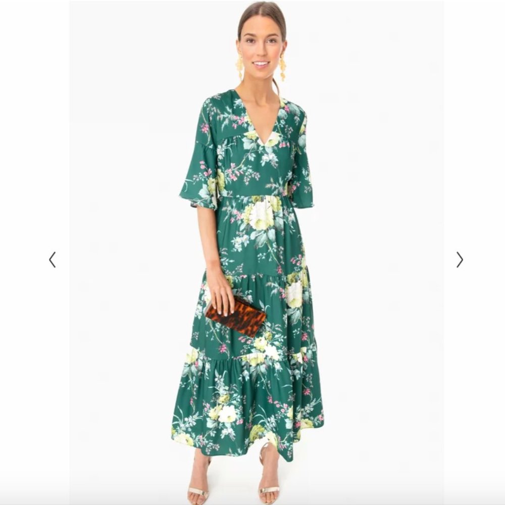 Tuckernuck Green Floral Ginger Dress Size Small